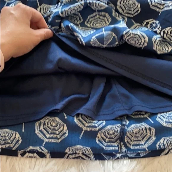 Maison Jules Women’s Navy Blue Umbrella Preppy Sun V Neck Dress Size Medium - Picture 4 of 9